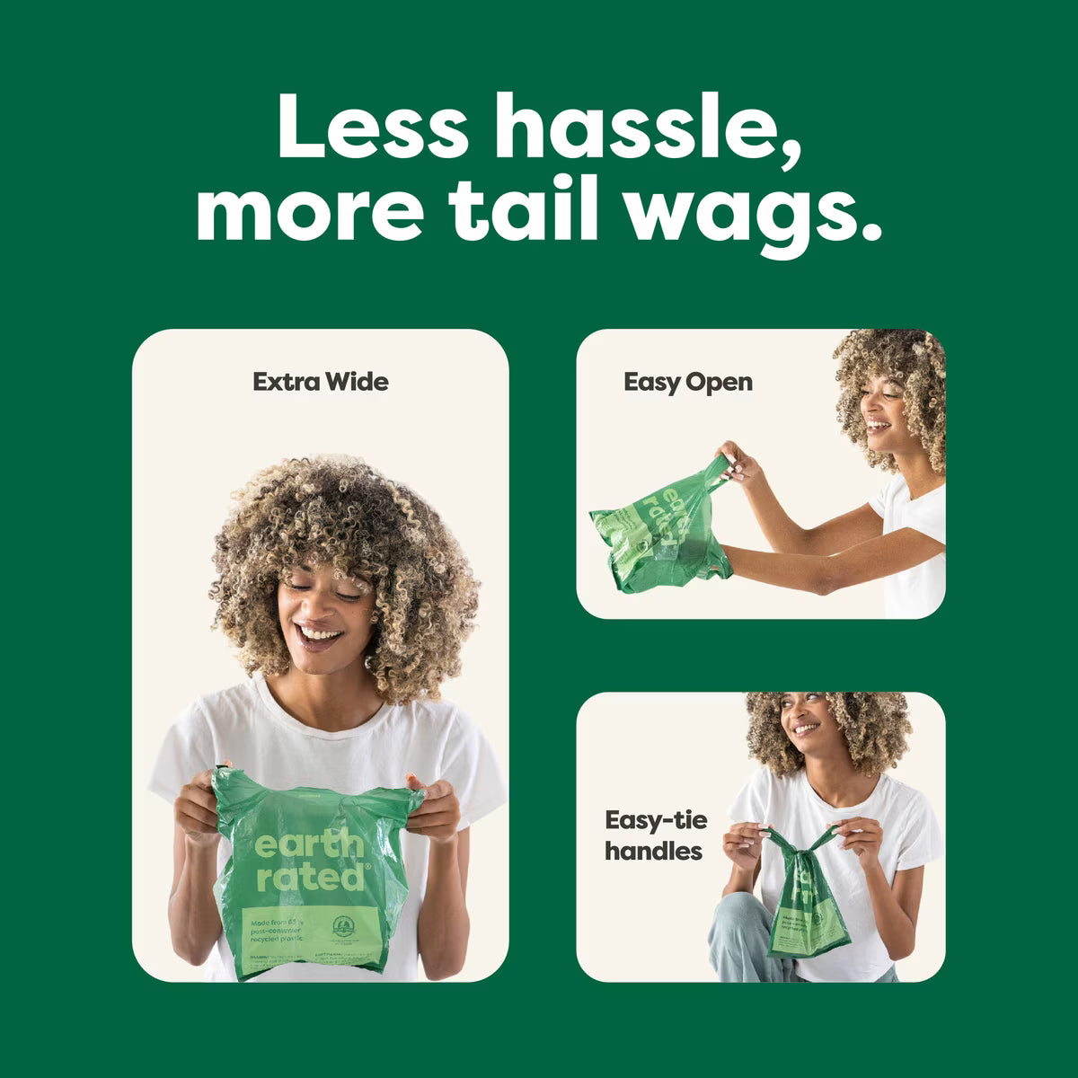 EARTH RATED DOG EASY TIE HANDLE POOP BAGS - UNSCENTED