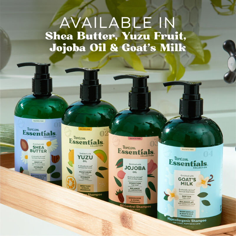 TROPICLEAN ESSENTIALS DOG & CAT SHEA BUTTER SHAMPOO 16OZ