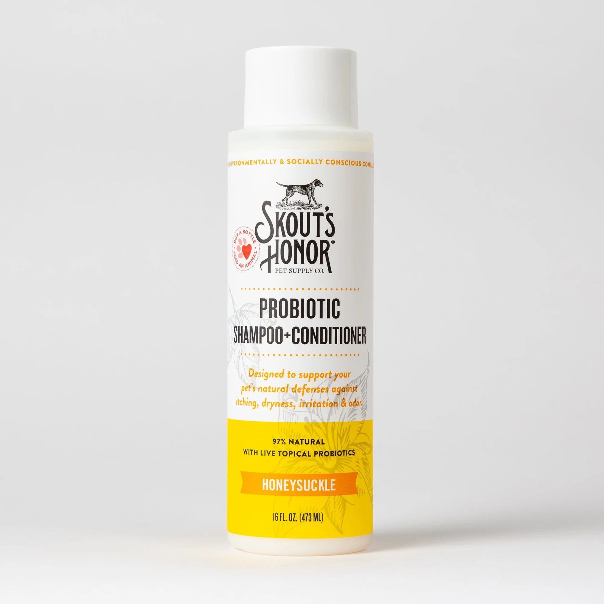 SKOUT'S HONOR DOG PROBIOTIC SHAMPOO + CONDITIONER HONEYSUCKLE 16OZ