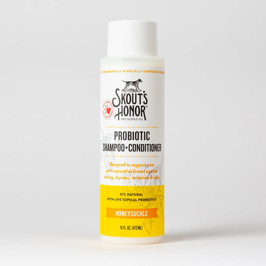 SKOUT'S HONOR DOG PROBIOTIC SHAMPOO + CONDITIONER HONEYSUCKLE 16OZ