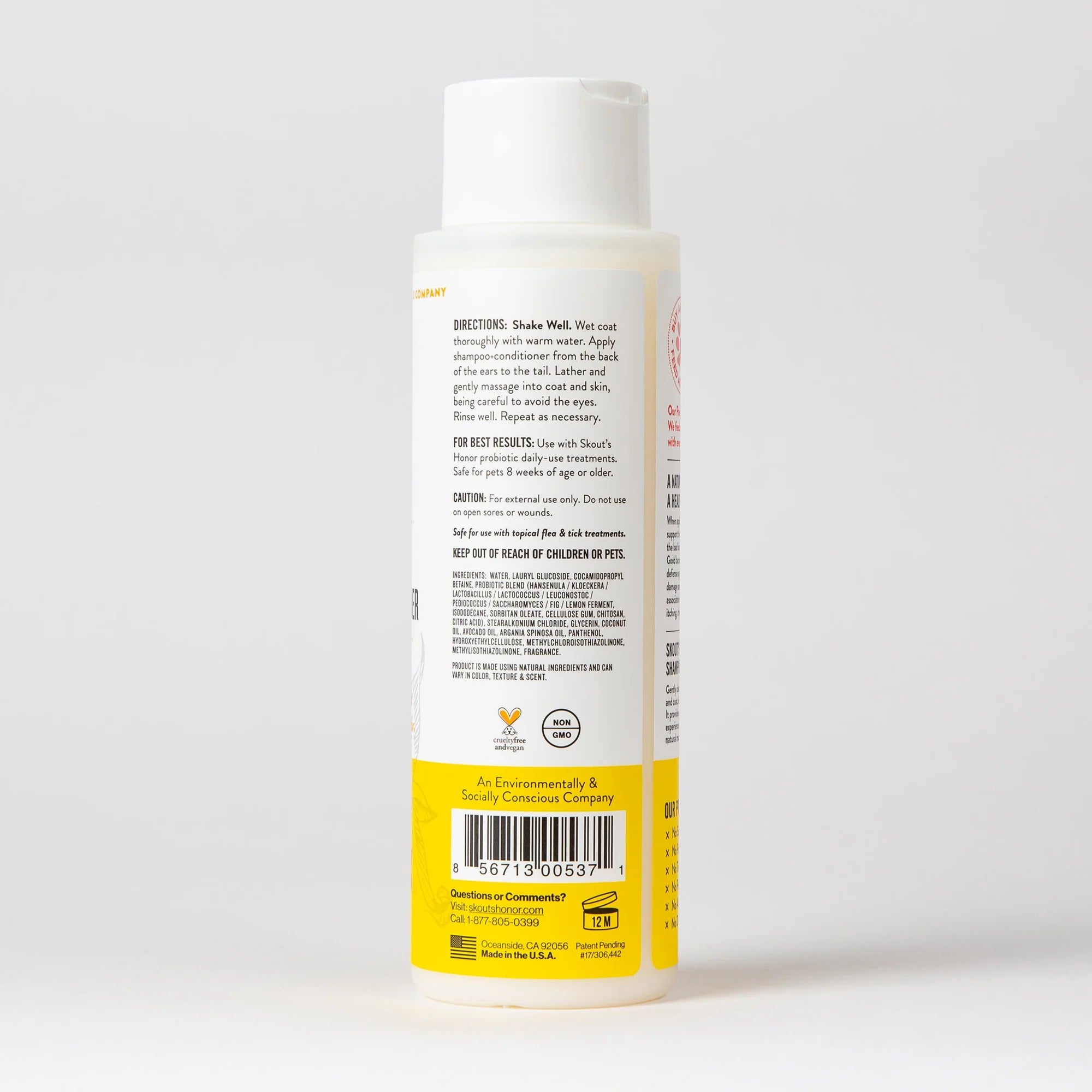 SKOUT'S HONOR DOG PROBIOTIC SHAMPOO + CONDITIONER HONEYSUCKLE 16OZ