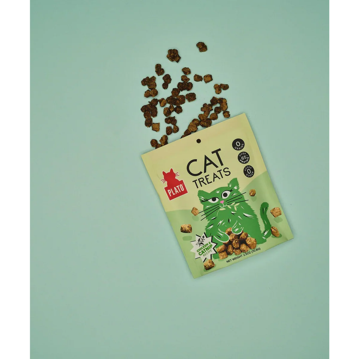 PLATO CAT GRAIN FREE AIR DRIED TREAT CHICKEN & CATNIP 2.5OZ