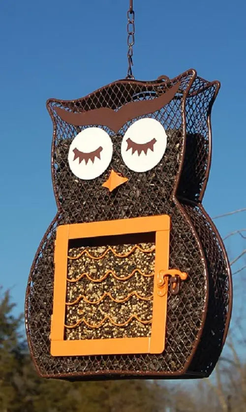 Heath Owl Suet 'n Seed Dual Bird Feeder for Suet Cakes & Sunflower Seeds