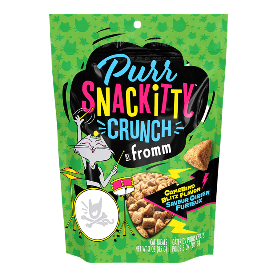 FROMM CAT PURRSNACKITTY CRUNCH GAMEBIRD BLITZ FLAVOR TREAT 3OZ