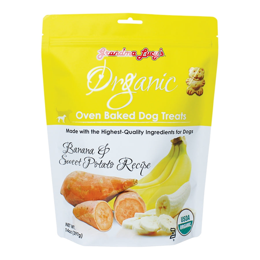 GRANDMA LUCY'S DOG ORGANIC BAKED BANANA & SWEET POTATO TREAT 14OZ