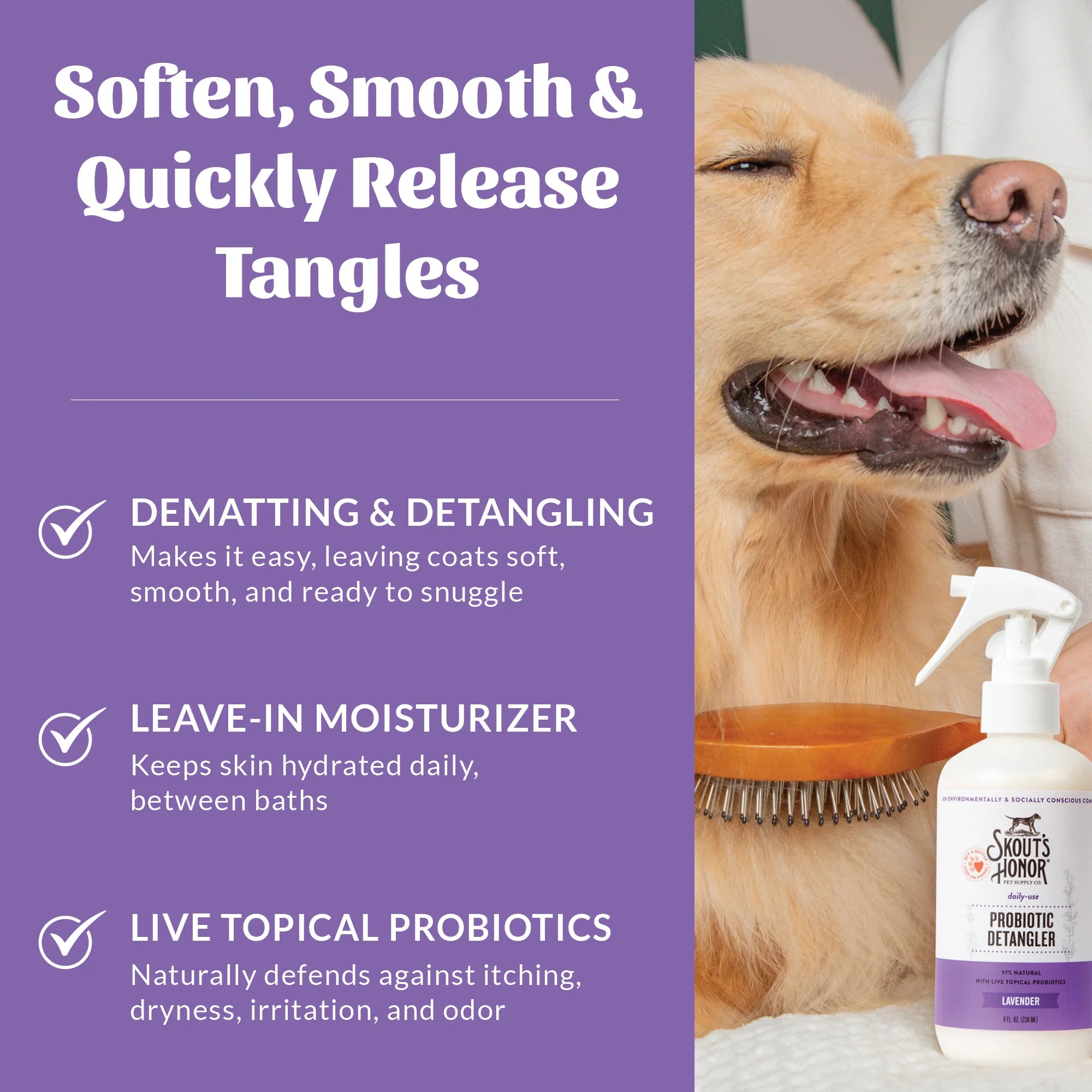 SKOUT'S HONOR DOG PROBIOTIC DETANGLER LAVENDER 8OZ