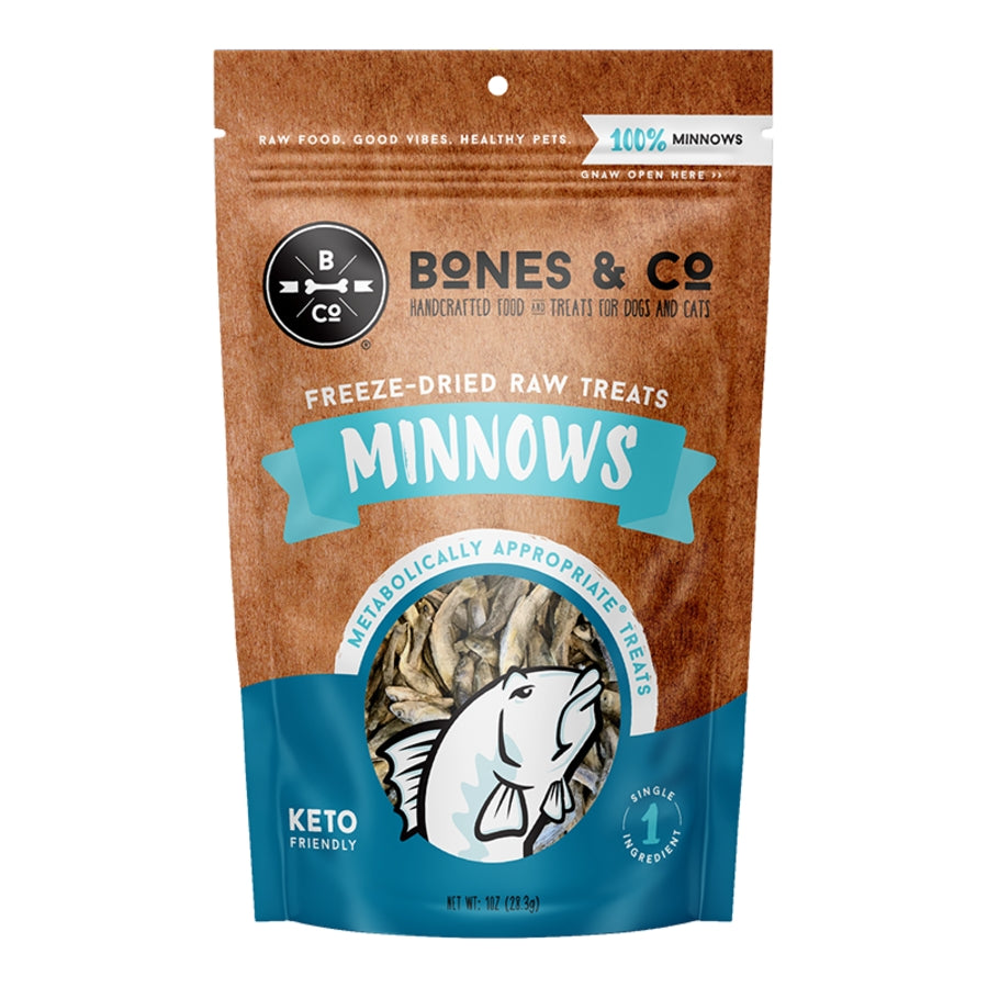 BONES & CO DOG & CAT GRAIN FREE FREEZE-DRIED MINNOW 1OZ