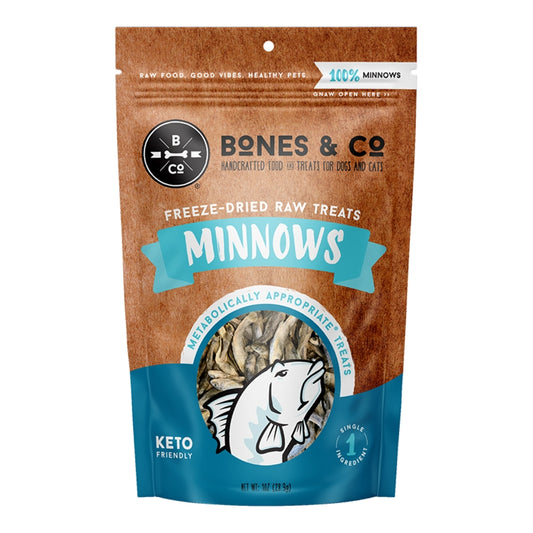 BONES & CO DOG & CAT GRAIN FREE FREEZE-DRIED MINNOW 1OZ