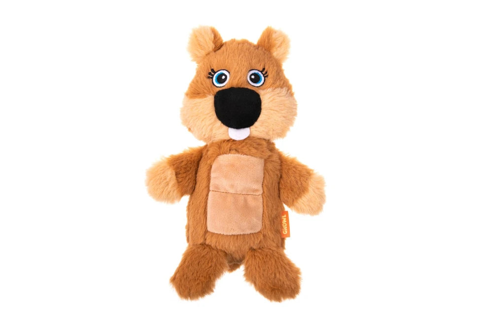 Growl Belly Boomerz Beaver Brown Dog Toy