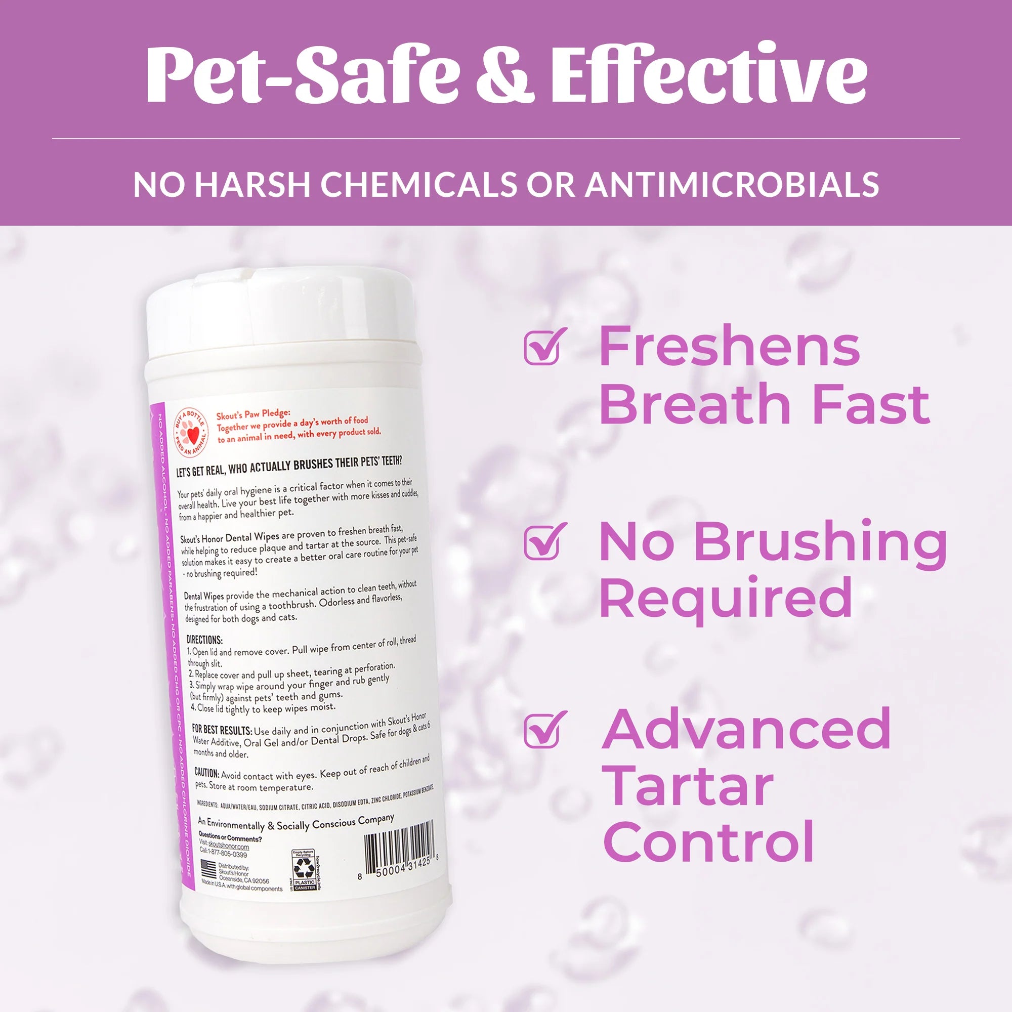 SKOUT'S HONOR DOG DENTAL WIPES 50CT