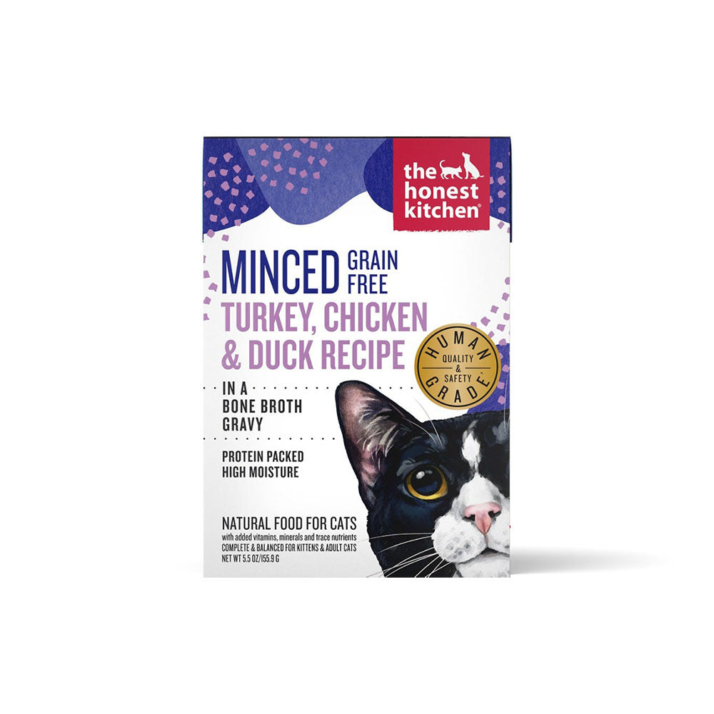 The Honest Kitchen Minced Grain Free Turkey, Chicken & Duck Recipe in Bone Broth Gravy Wet Cat Food
