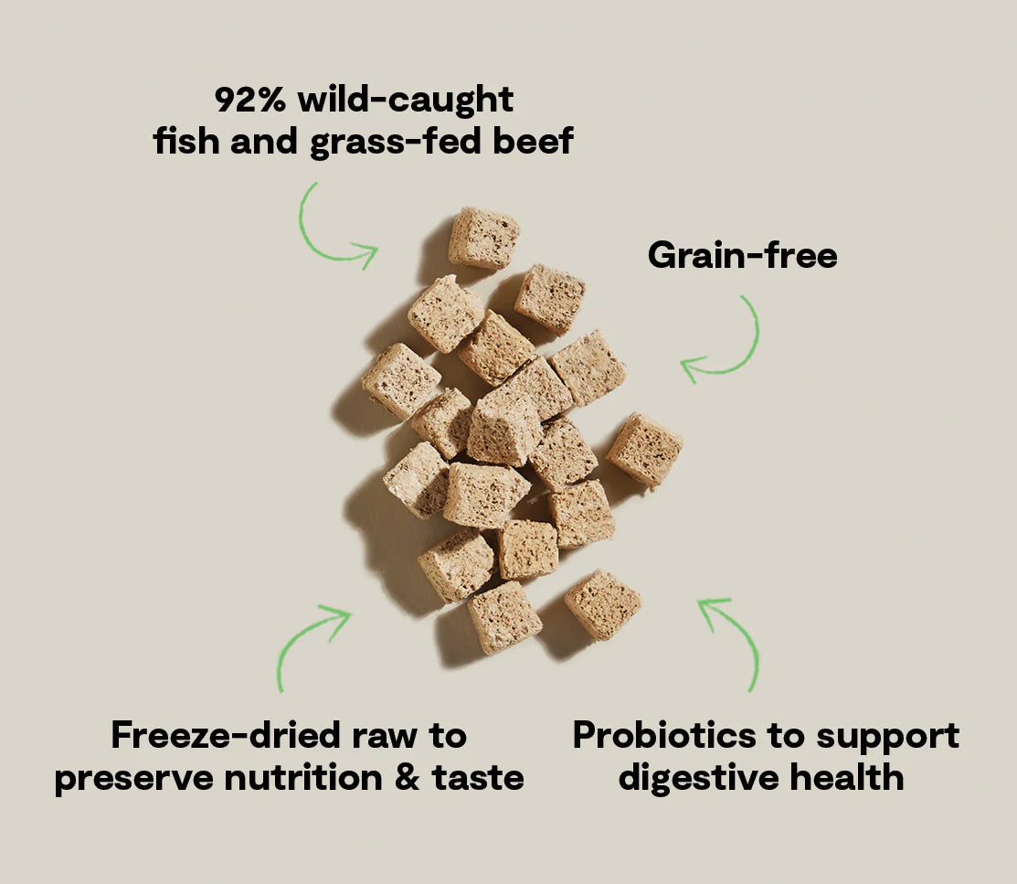 OPEN FARM CAT FREEZE-DRIED RAW KITTY CUBES TREATS SURF & TURF RECIPE 1.5OZ