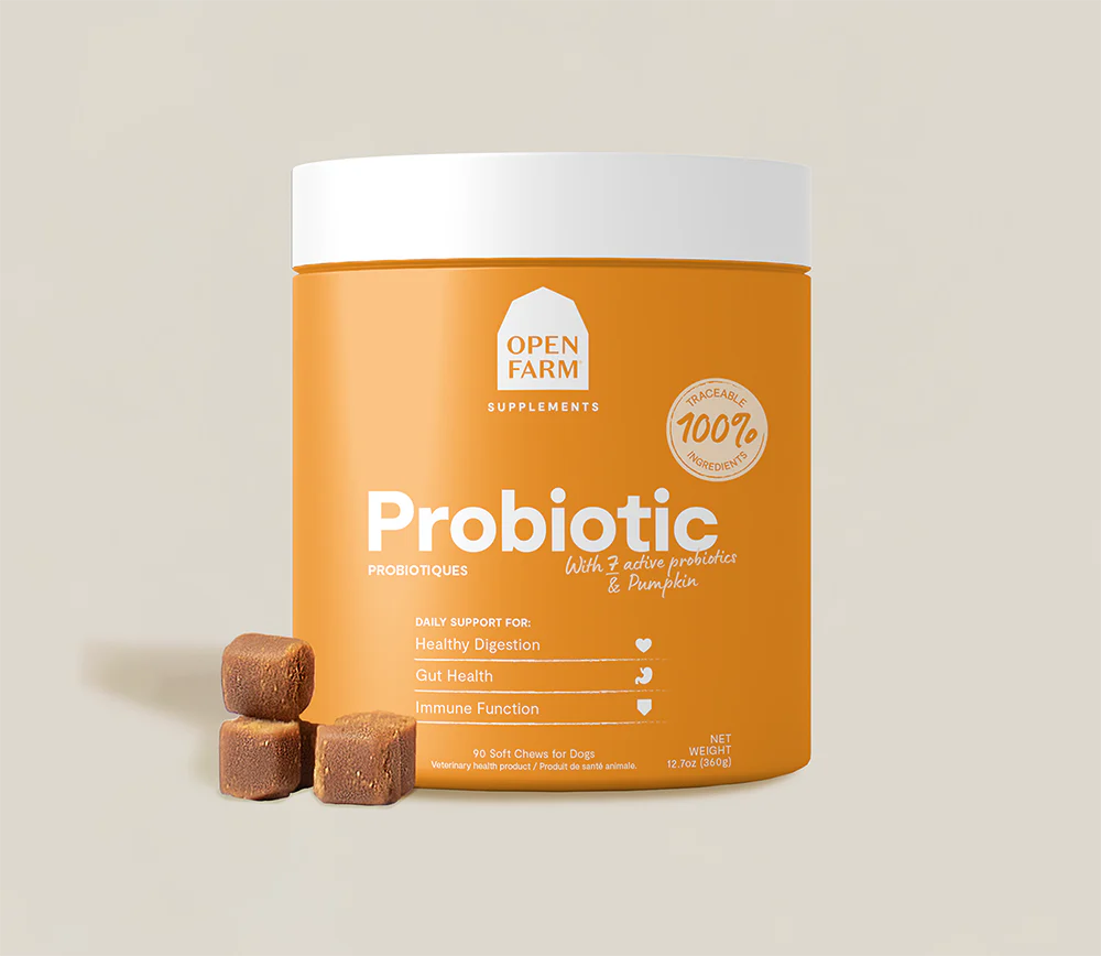 OPEN FARM DOG SUPPLEMENT CHEWS PROBIOTIC - 90 COUNT