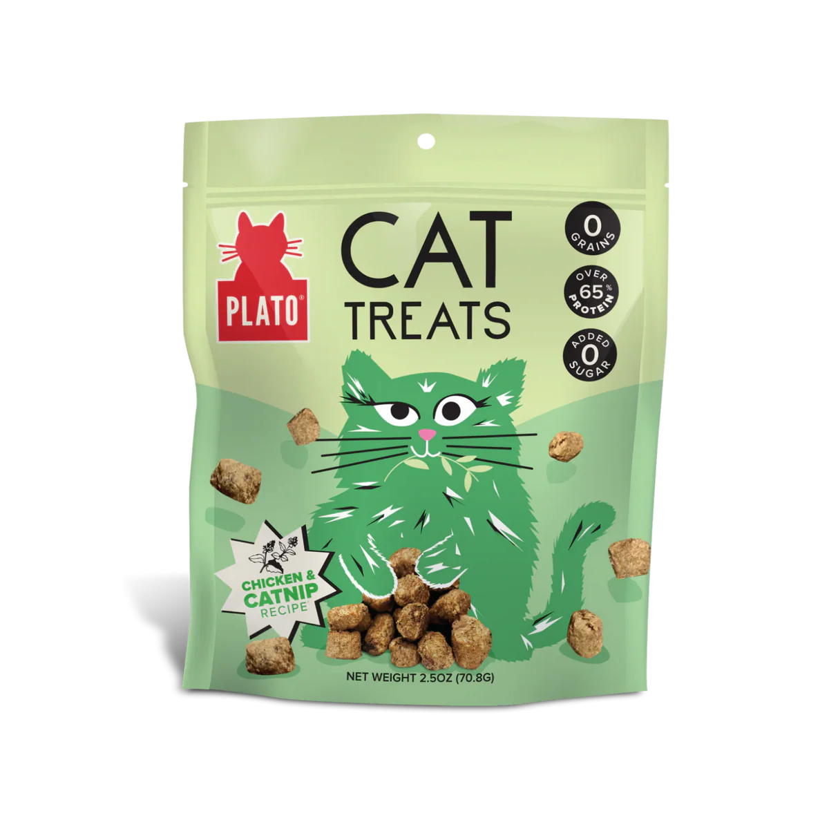 PLATO CAT GRAIN FREE AIR DRIED TREAT CHICKEN & CATNIP 2.5OZ