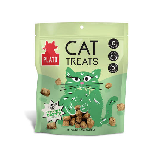 PLATO CAT GRAIN FREE AIR DRIED TREAT CHICKEN & CATNIP 2.5OZ