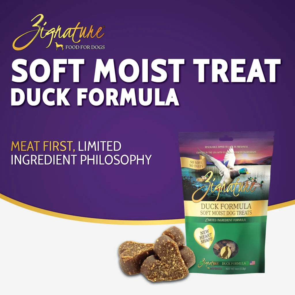 ZIGNATURE DOG SOFT MOIST TREATS GRAIN FREE DUCK 4OZ