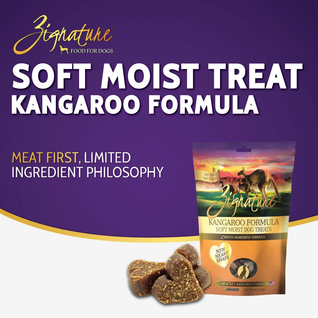 ZIGNATURE DOG SOFT MOIST TREATS GRAIN FREE KANGAROO 4OZ