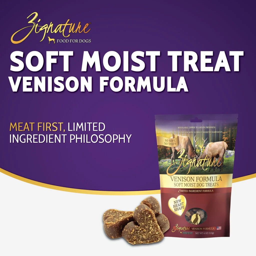 ZIGNATURE DOG SOFT MOIST TREATS GRAIN FREE VENISON 4OZ
