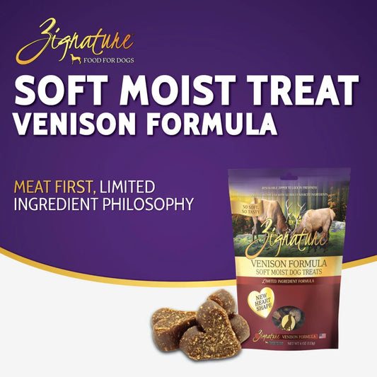 ZIGNATURE DOG SOFT MOIST TREATS GRAIN FREE VENISON 4OZ