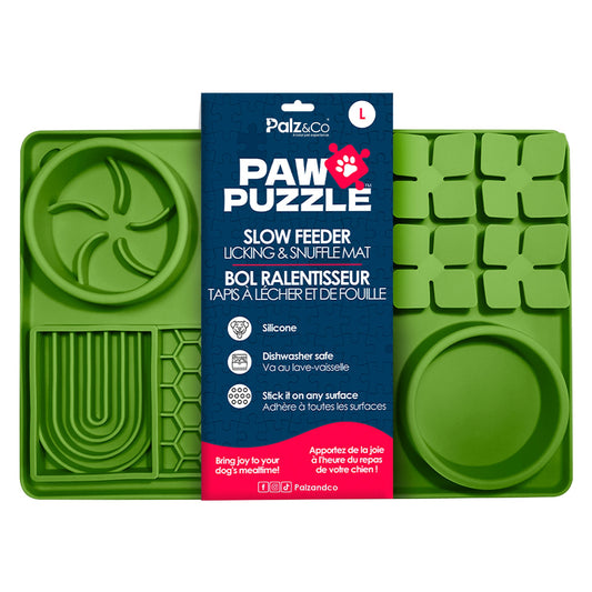 Palz&Co Paw Puzzle Silicone Slow Feeding Mat - Large Green