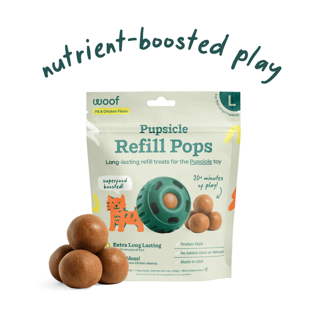 WOOF DOG CHICKEN & PEANUT BUTTER POPS LARGE 8OZ - 7 PACK