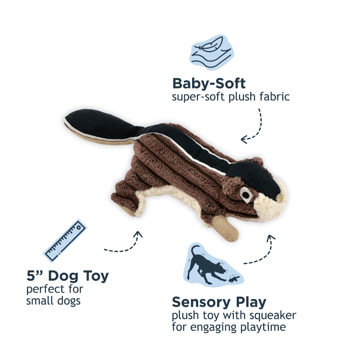 TALL TAILS DOG PLUSH SQUEAKER CHIPMUNK - 5 INCHES