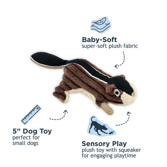 TALL TAILS DOG PLUSH SQUEAKER CHIPMUNK - 5 INCHES