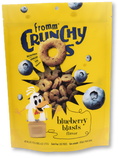 Load image into Gallery viewer, Packaging of Fromm Crunchy O's blueberry blasts flavor with a cartoon character on a yellow background.
