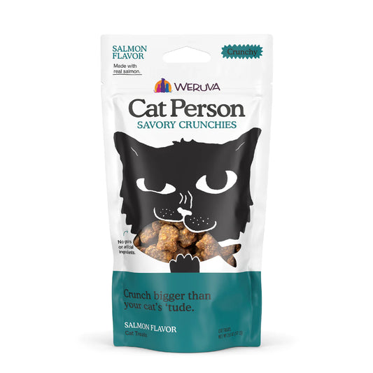 CAT PERSON CAT GRAIN FREE SAVORY CRUNCHIES TREAT SALMON 2OZ