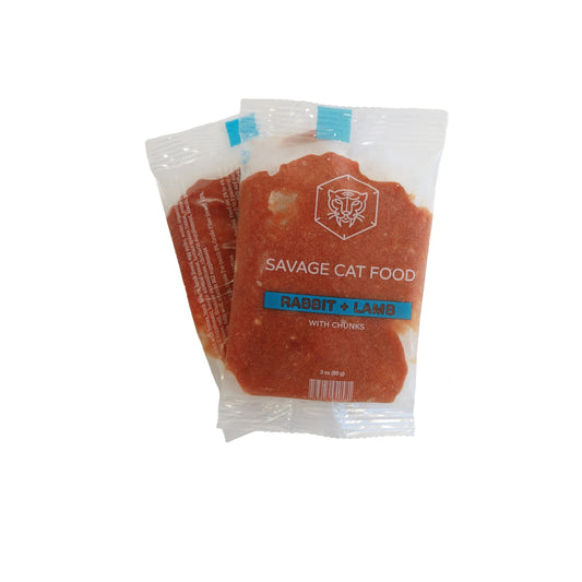 SAVAGE CAT CAT FROZEN LARGE RAW RABBIT & LAMB 3OZ - 28 COUNT