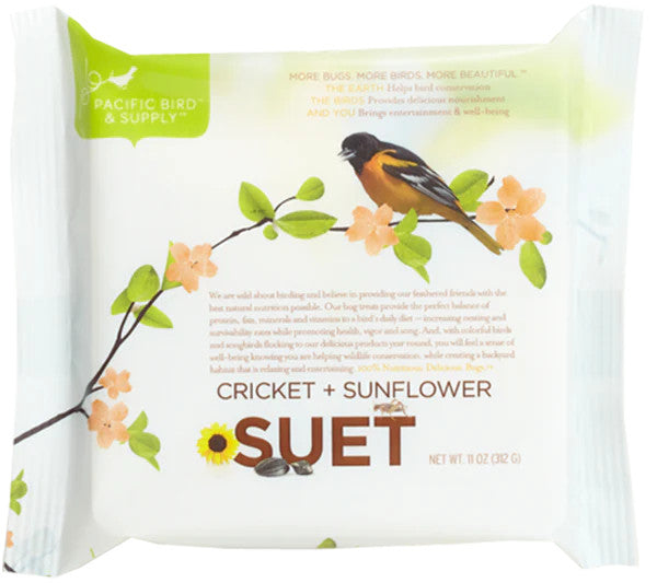 Pacific Bird Suet Cake Cricket + Sunflower 11 oz
