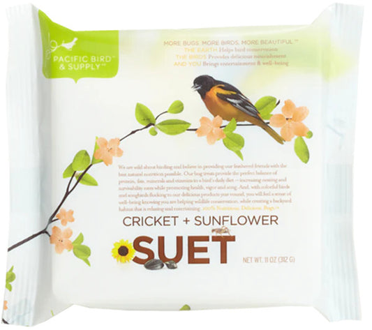 Pacific Bird Suet Cake Cricket + Sunflower 11 oz