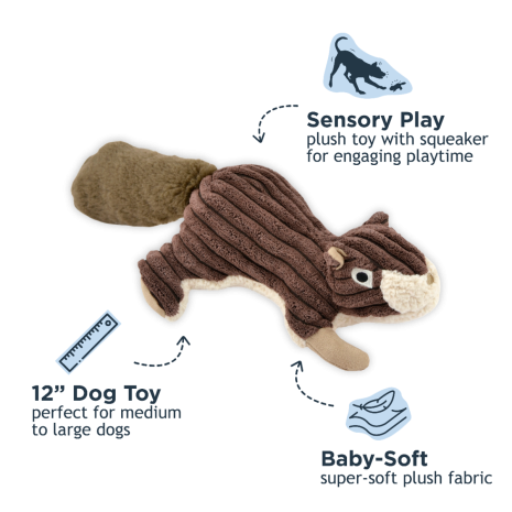 TALL TAILS DOG PLUSH SQUEAKER SQUIRREL - 12 INCHES