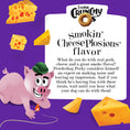 Load image into Gallery viewer, Advertisement for Crunchy O's smokin' CheesePlosions flavor with a cartoon pig and cheese slices in Damascus Virginia
