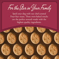 Load image into Gallery viewer, Dog treats with text about Four-Star treats on a brown background
