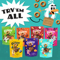 Load image into Gallery viewer, Assorted packs of Crunchy City cereal with a cartoon character and text  in Damascus Virginia
