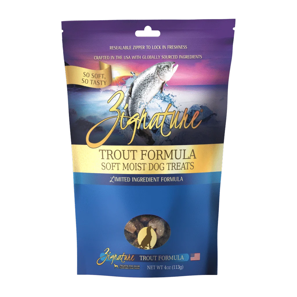 ZIGNATURE DOG SOFT MOIST TREATS GRAIN FREE TROUT 4OZ