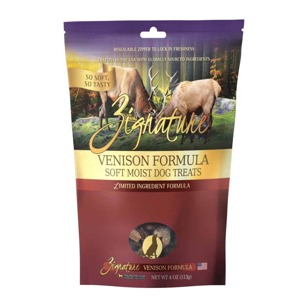 ZIGNATURE DOG SOFT MOIST TREATS GRAIN FREE VENISON 4OZ