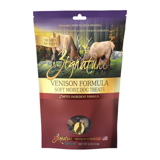 ZIGNATURE DOG SOFT MOIST TREATS GRAIN FREE VENISON 4OZ